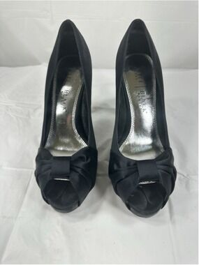 White House Black Market Ray SZ 7.5 Satin Peep Pumps High Heels Platform Shoes
